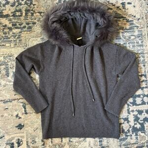 Magaschoni Cashmere hoodie with removable fur trim
